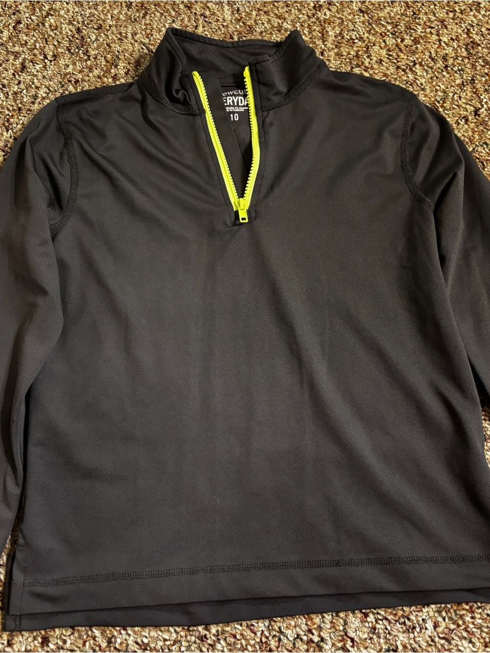 Crewcuts Black Kids Quarter-Zip Top with Neon Yellow Zip